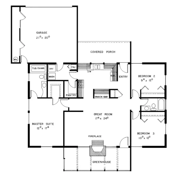 Ranch House Plan First Floor - Marquette Mill Ranch Home 085D-0279 - Shop House Plans and More