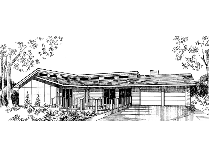 Ranch House Plan Front of Home - Elderwood Modern Rustic Home 085D-0283 - Search House Plans and More