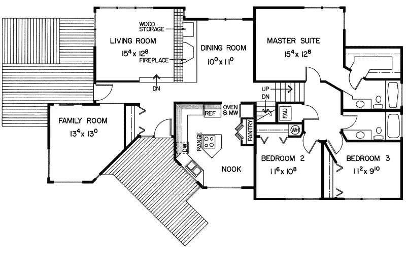 Ranch House Plan First Floor - Leominster Rustic Home 085D-0291 - Shop House Plans and More