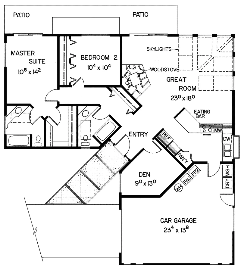 Ranch House Plan First Floor - Andersohn Ranch Home 085D-0293 - Search House Plans and More