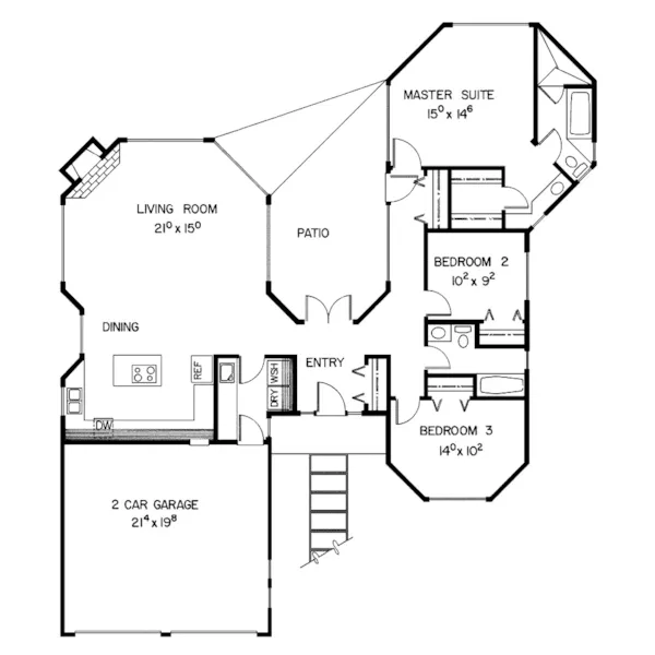 Adobe House Plans & Southwestern Home Design First Floor - Bigelow Ranch Home 085D-0296 - Search House Plans and More