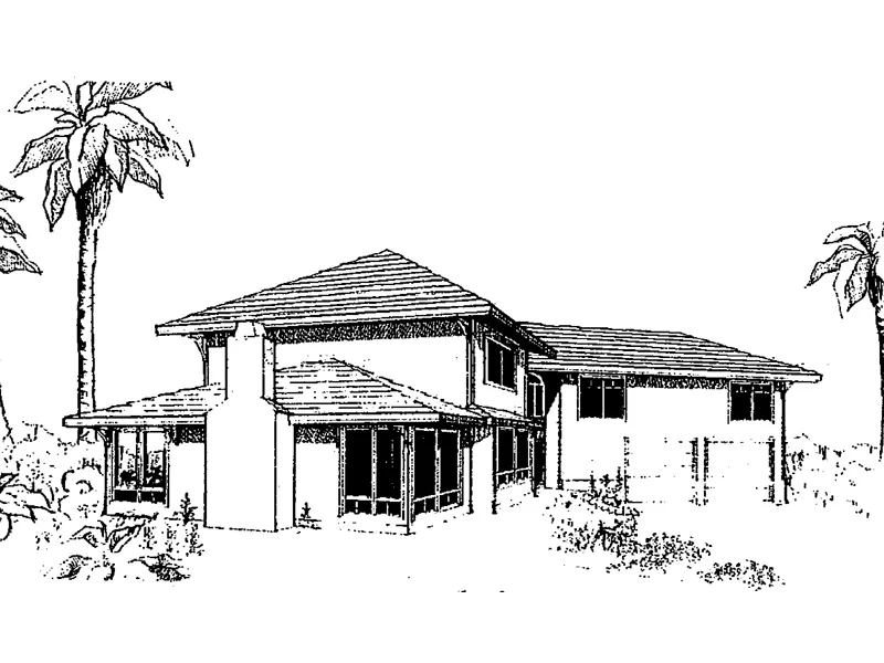 Southwestern House Plan Front of Home - Elicia Contemporary Sunbelt Home 085D-0298 - Search House Plans and More