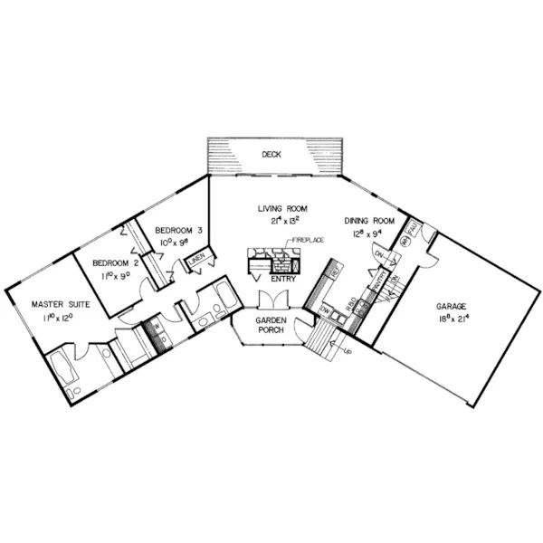 Contemporary House Plan First Floor - Alswell Country Ranch Home 085D-0302 - Search House Plans and More