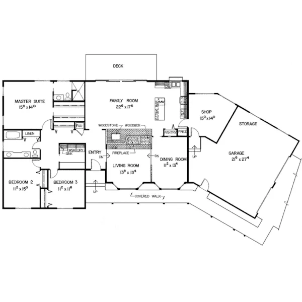 Contemporary House Plan First Floor - Shadalane Walk Country Home 085D-0305 - Shop House Plans and More