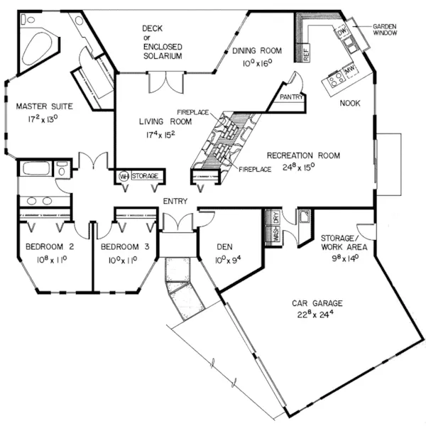 Country House Plan First Floor - Caulfield Country Ranch Home 085D-0306 - Search House Plans and More