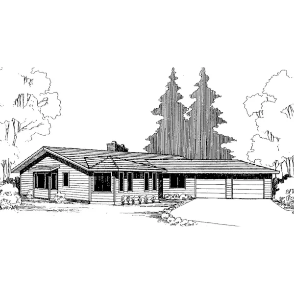 Country House Plan Front of Home - Caulfield Country Ranch Home 085D-0306 - Search House Plans and More