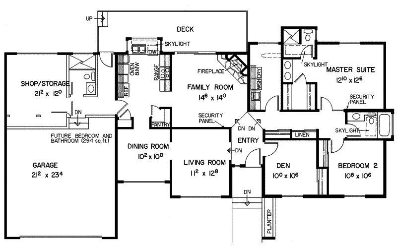 Southwestern House Plan First Floor - Fox Canyon Adobe Style Home 085D-0307 - Search House Plans and More