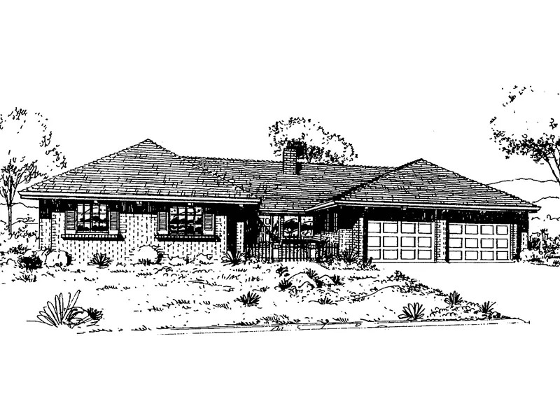 Contemporary House Plan Front of Home - Covington Luxury Ranch Home 085D-0308 - Search House Plans and More