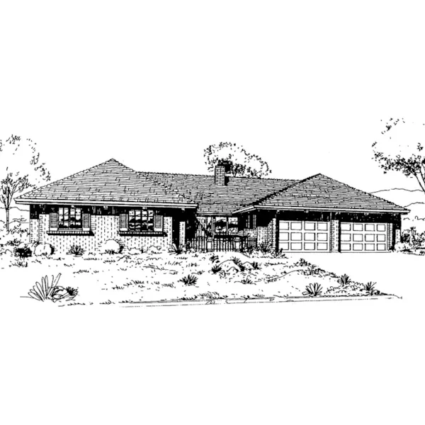 Ranch House Plan Front of Home - Covington Luxury Ranch Home 085D-0308 - Search House Plans and More