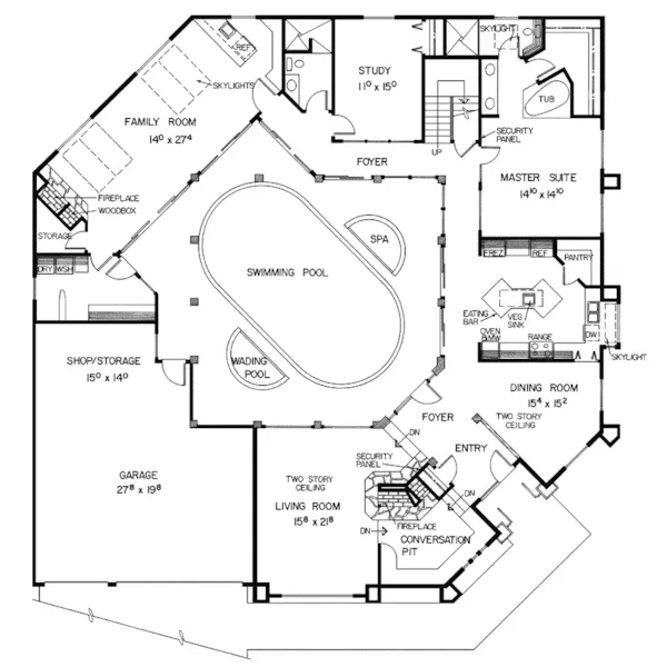 Modern House Plan First Floor - Chouteau Creek Luxury Home 085D-0309 - Search House Plans and More