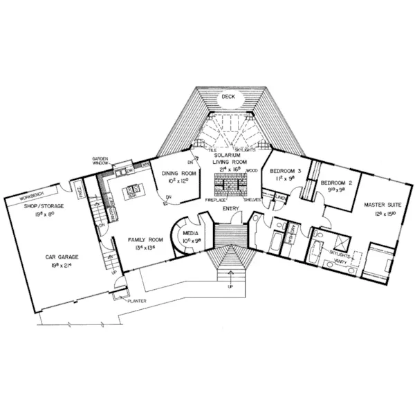 Contemporary House Plan First Floor - Lorusso Ranch Home 085D-0311 - Shop House Plans and More