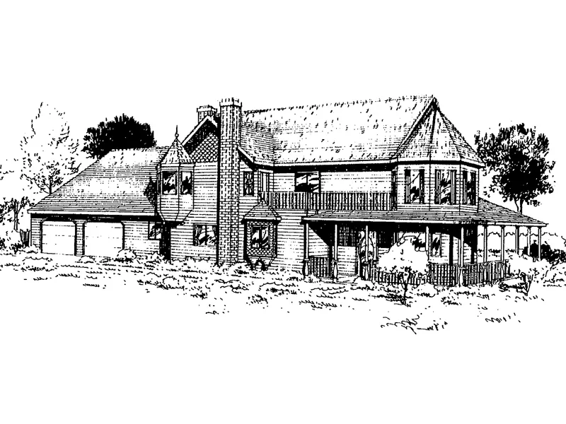 Tudor House Plan Front of Home - Bynum Creek Victorian Home 085D-0318 - Search House Plans and More