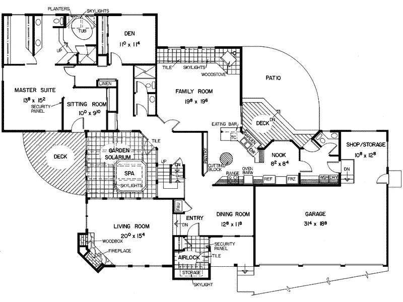 Contemporary House Plan First Floor - Cuivre River Rustic Home 085D-0323 - Search House Plans and More