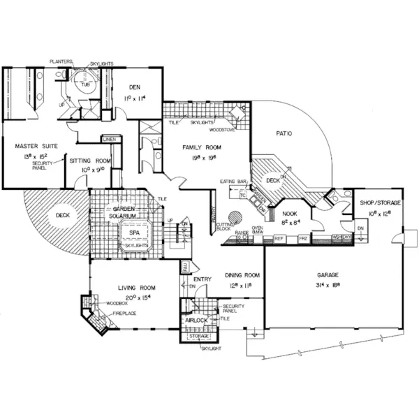 Contemporary House Plan First Floor - Cuivre River Rustic Home 085D-0323 - Search House Plans and More