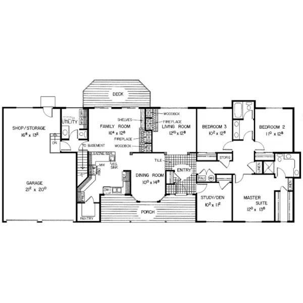 Ranch House Plan First Floor - Birenbaum Ranch Home 085D-0327 - Search House Plans and More