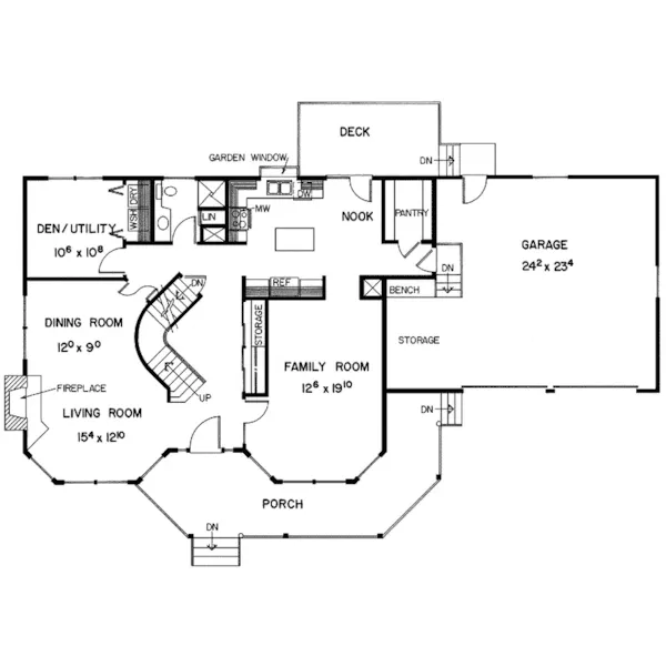 Country House Plan First Floor - Clemens Creek Country Home 085D-0330 - Search House Plans and More