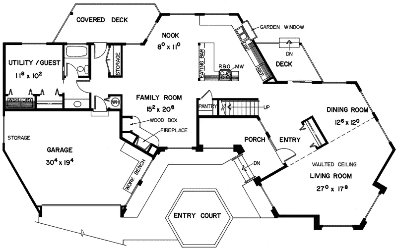 Spanish House Plan First Floor - Sexton Place Spanish Style Home 085D-0337 - Shop House Plans and More