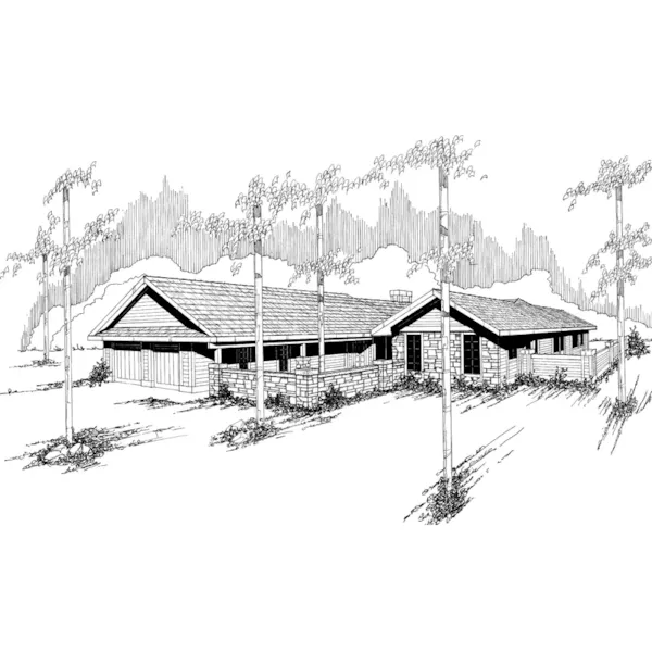 Ranch House Plan Front of Home - Melvyn Rustic Ranch Home 085D-0343 - Shop House Plans and More