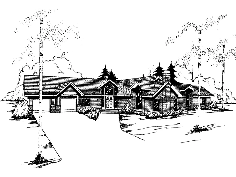 European House Plan Front of Home - Chandellay Ranch Home 085D-0351 - Search House Plans and More