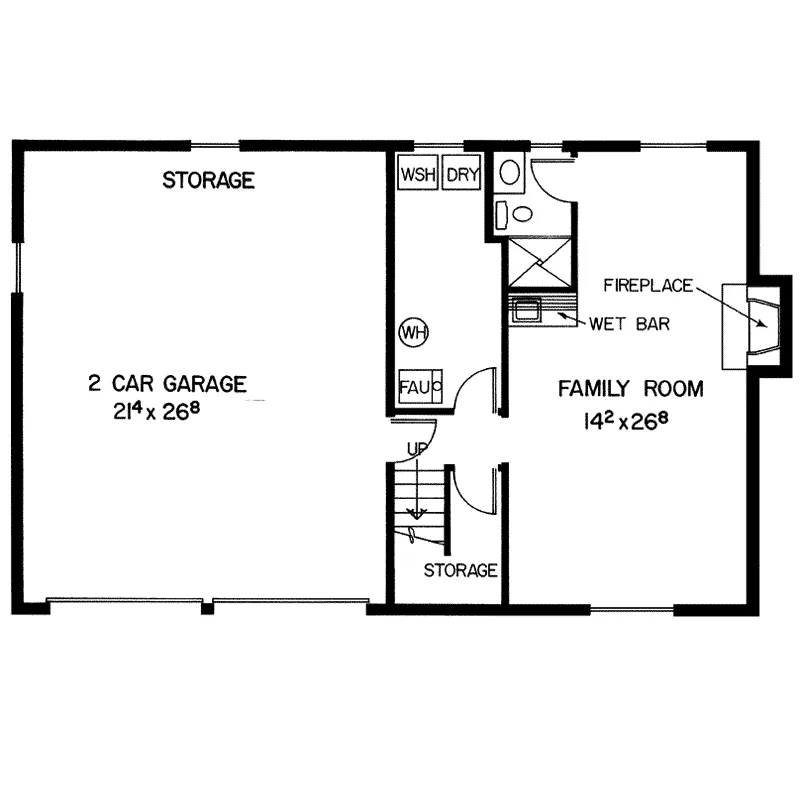 Ranch House Plan Lower Level Floor - Sagebrush Trail Split-Level Home 085D-0353 - Shop House Plans and More