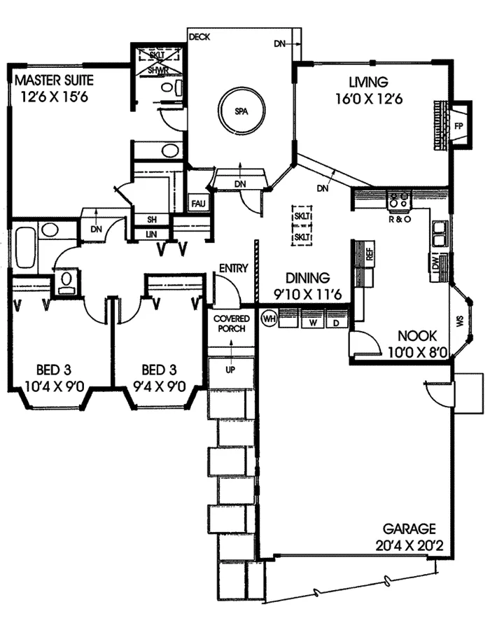 Traditional House Plan First Floor - Cartwright Point Ranch Home 085D-0354 - Search House Plans and More