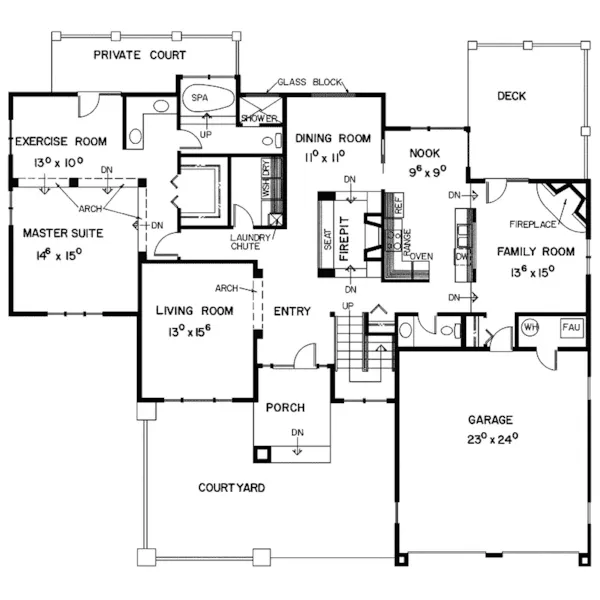 European House Plan First Floor - Mulberry Forest Country Home 085D-0356 - Shop House Plans and More