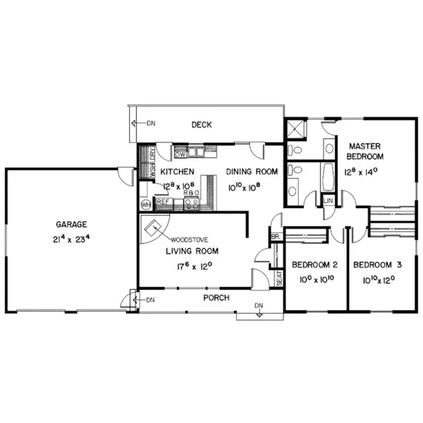 Ranch House Plan First Floor - Treeline Ranch Home 085D-0358 - Shop House Plans and More