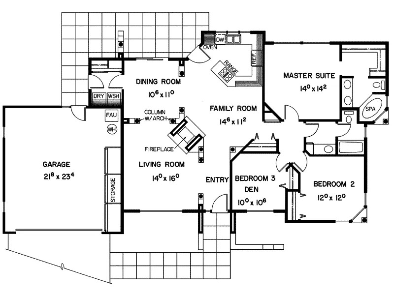 Ranch House Plan First Floor - Eagles Way Ranch Home 085D-0363 - Search House Plans and More