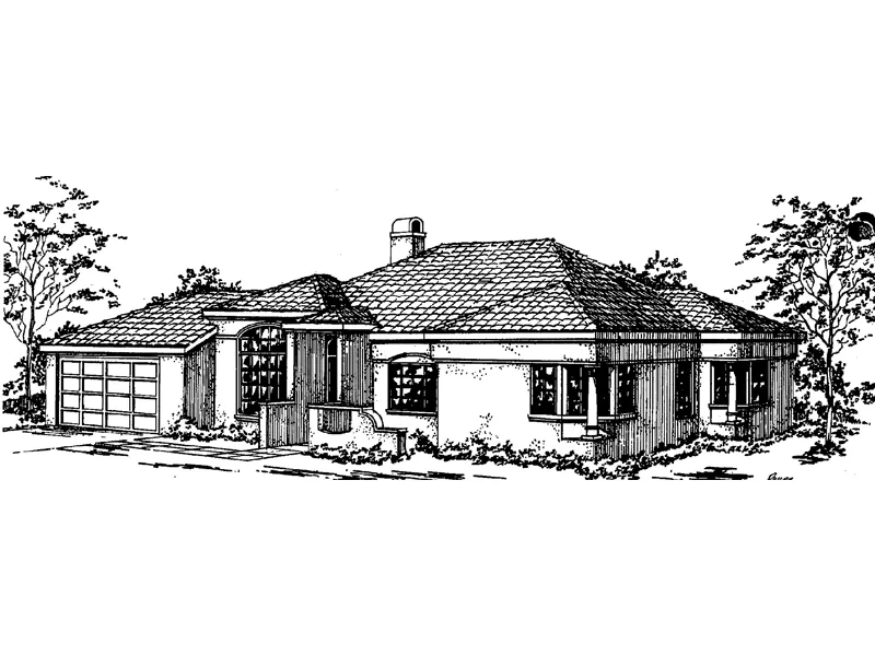Ranch House Plan Front of Home - Eagles Way Ranch Home 085D-0363 - Search House Plans and More