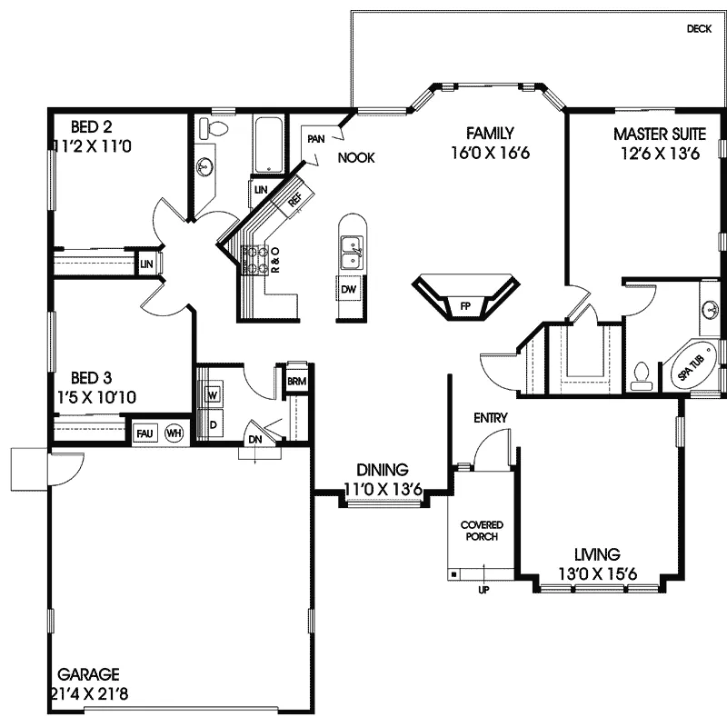 Traditional House Plan First Floor - Fourche Creek Traditional Home 085D-0364 - Search House Plans and More