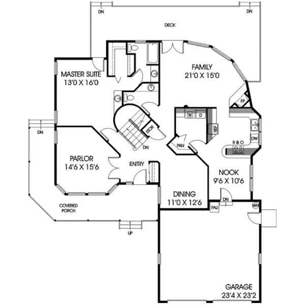 Farmhouse Plan First Floor - Partridge Berry Farmhouse 085D-0366 - Shop House Plans and More