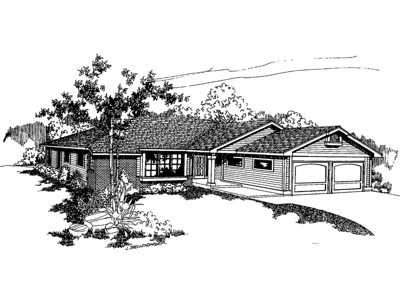 Traditional House Plan Front of Home - Lisa Maria Ranch Home 085D-0370 - Shop House Plans and More