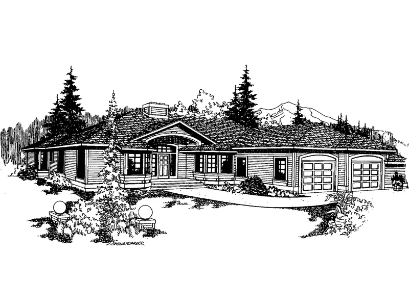 Contemporary House Plan Front of Home - Rollingwood Ranch Home 085D-0371 - Shop House Plans and More