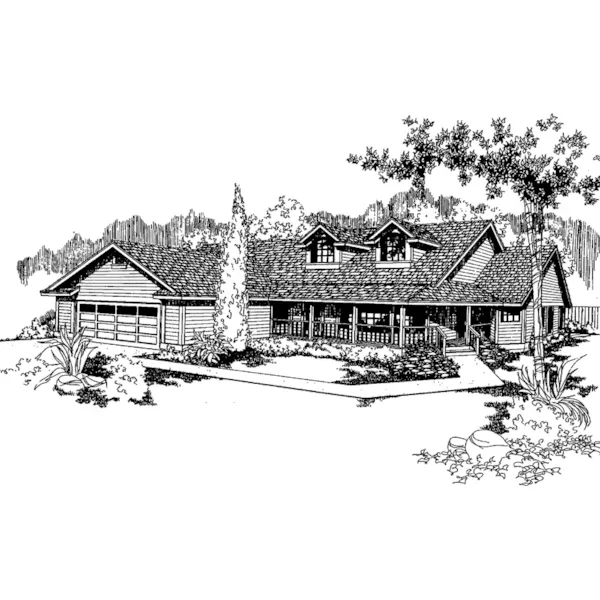 Ranch House Plan Front of Home - Tangrove Country Farmhouse 085D-0373 - Shop House Plans and More