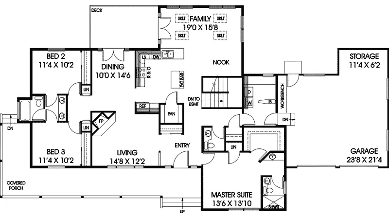 Ranch House Plan First Floor - Hocking Hill Country Home 085D-0376 - Search House Plans and More