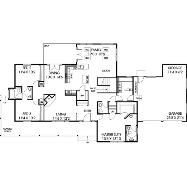 Traditional House Plan First Floor - Hocking Hill Country Home 085D-0376 - Search House Plans and More