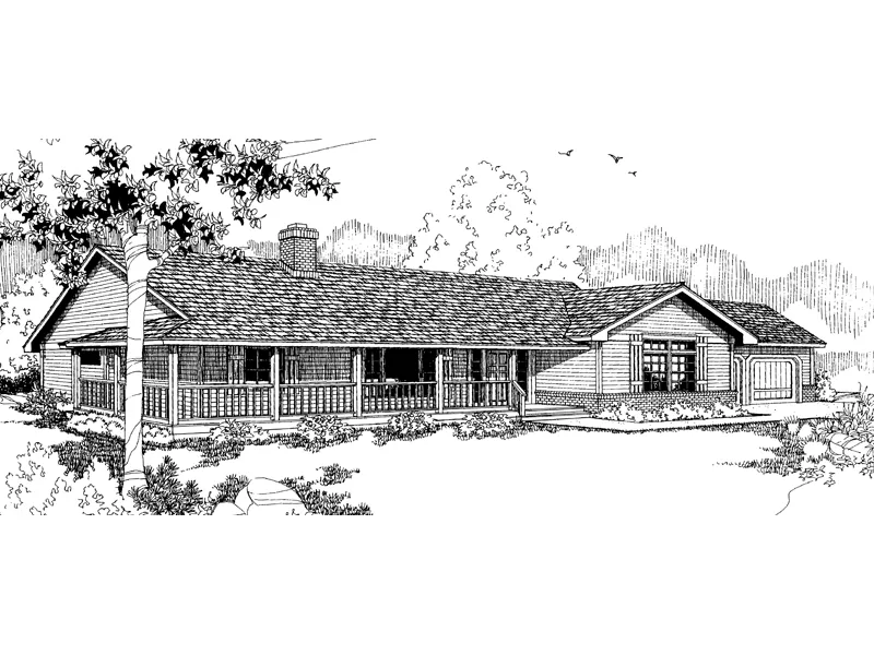 Ranch House Plan Front of Home - Hocking Hill Country Home 085D-0376 - Search House Plans and More