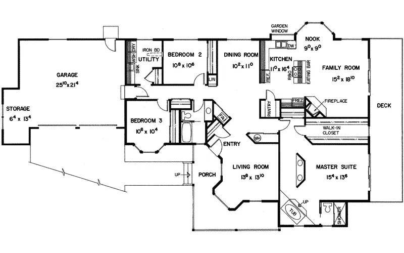 Ranch House Plan First Floor - Roderick Falls Country Home 085D-0379 - Shop House Plans and More