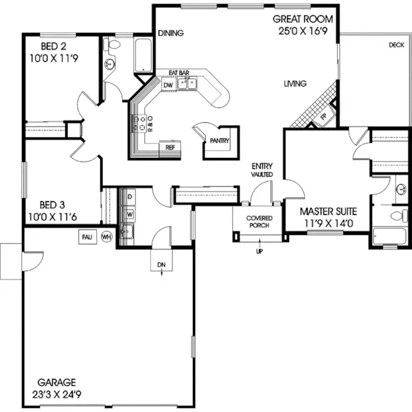 Contemporary House Plan First Floor - Timberpoint Contemporary Home 085D-0381 - Shop House Plans and More