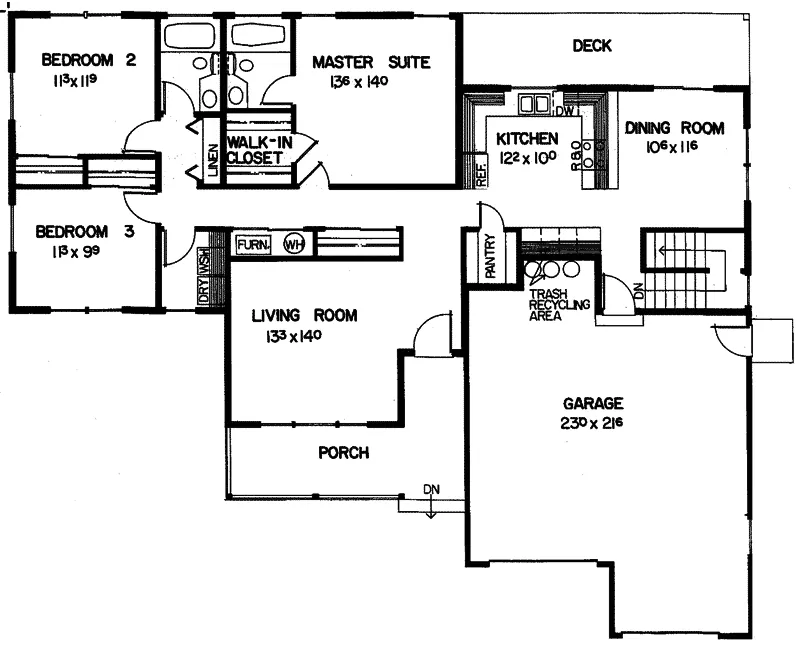 Ranch House Plan First Floor - Camellia Ranch Home 085D-0384 - Search House Plans and More