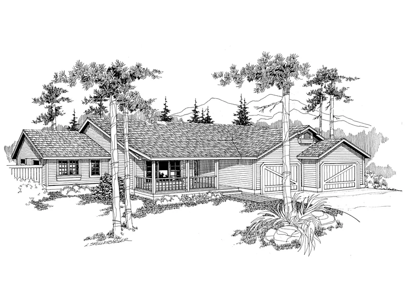 Traditional House Plan Front of Home - Camellia Ranch Home 085D-0384 - Search House Plans and More