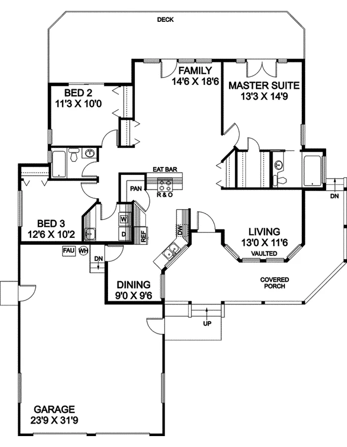 Traditional House Plan First Floor - Bowmens Ridge Country Ranch Home 085D-0387 - Search House Plans and More