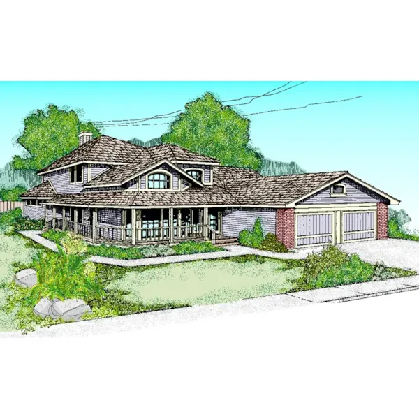 Traditional House Plan Front of Home - Grovers Cliff Country Farmhouse 085D-0390 - Search House Plans and More