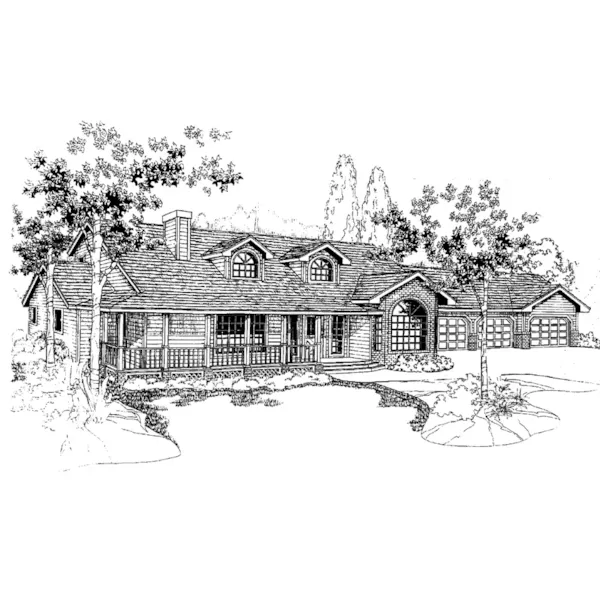 Traditional House Plan Front of Home - Cordell Park Traditional Home 085D-0391 - Search House Plans and More