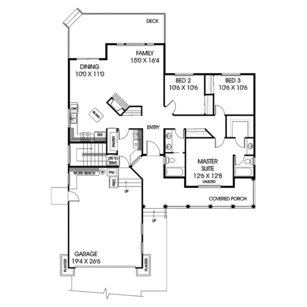 Ranch House Plan First Floor - Whitmoor Forest Ranch Home 085D-0392 - Shop House Plans and More