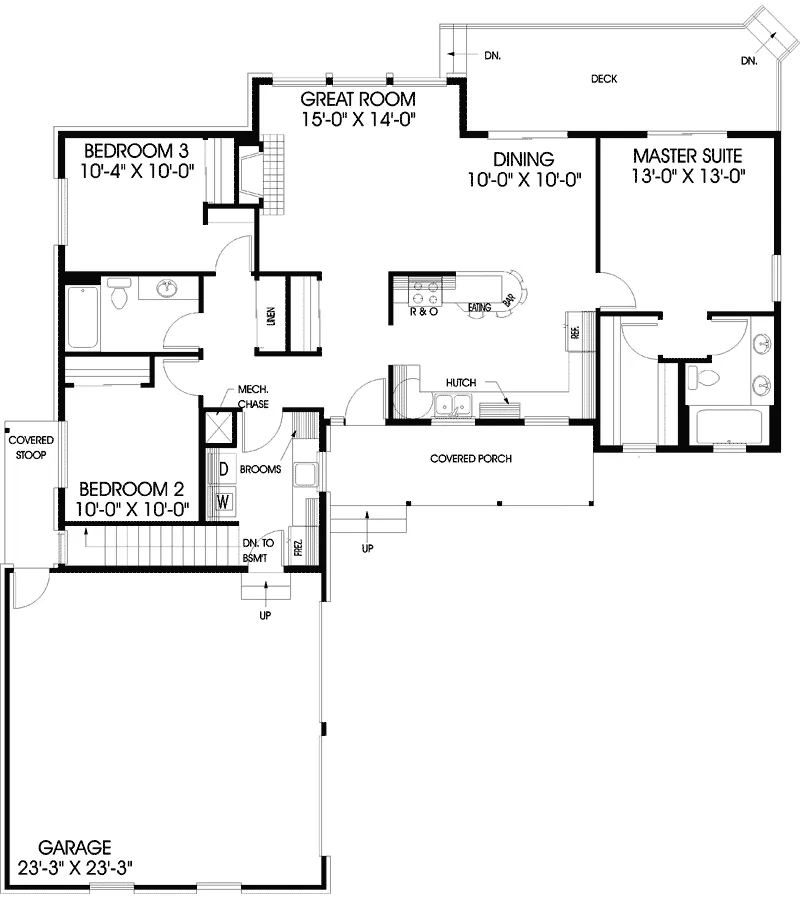 Traditional House Plan First Floor - Bethesda Traditional Ranch Home 085D-0396 - Search House Plans and More