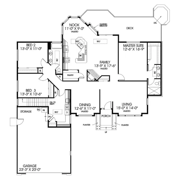 Traditional House Plan First Floor - Thornhill Contemporary Home 085D-0397 - Shop House Plans and More