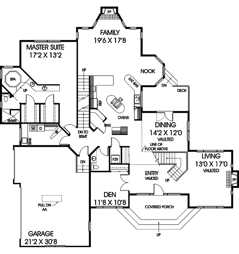 Luxury House Plan First Floor - Gladstone Park Tudor Home 085D-0398 - Search House Plans and More