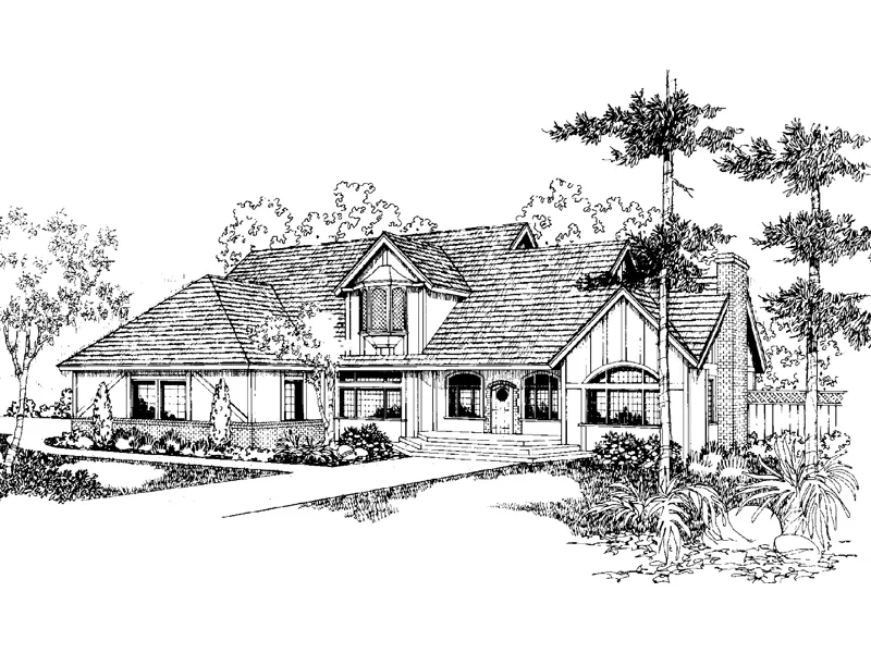 Luxury House Plan Front of Home - Gladstone Park Tudor Home 085D-0398 - Search House Plans and More
