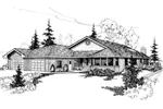 Ranch House Plan Front of Home - Basalt Mill Contemporary Home 085D-0399 - Search House Plans and More